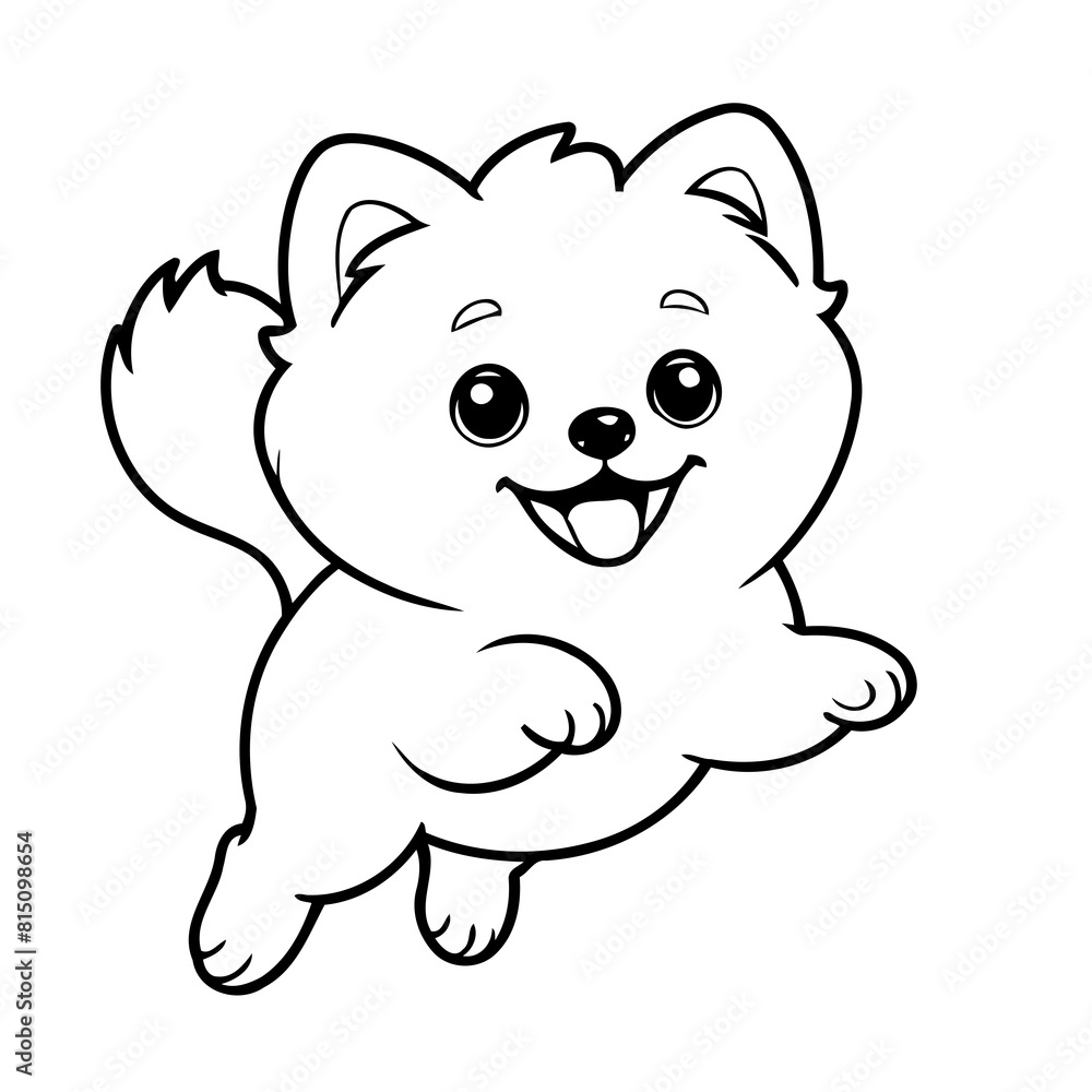 Cute vector illustration Pomeranian drawing for kids colouring activity Cute vector illustration Pomeranian drawing for kids colouring activity