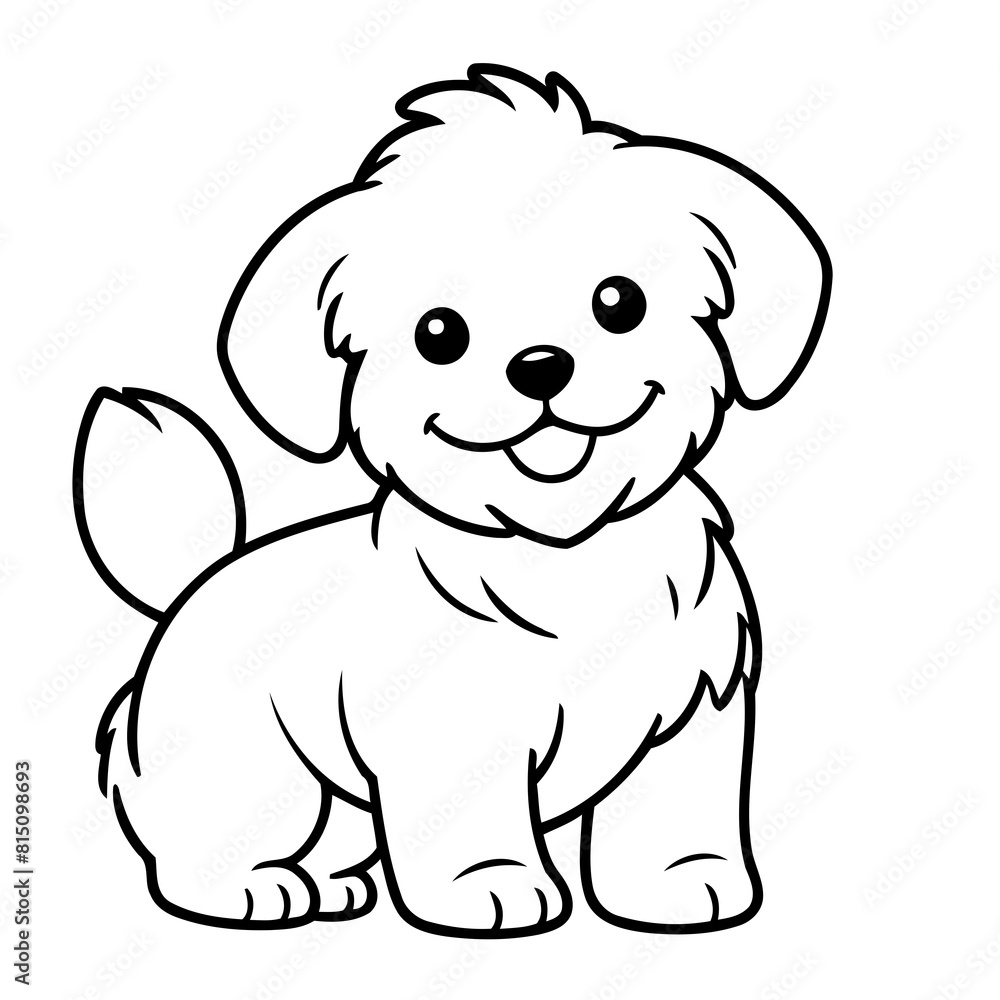 Vector illustration of a cute Havanese doodle for toddlers coloring activity Vector illustration of a cute Havanese doodle for toddlers coloring activity