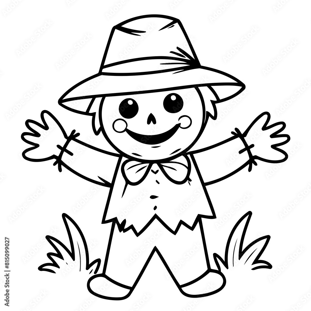 Vector illustration of a cute Scarecrow drawing for toddlers coloring activity Vector illustration of a cute Scarecrow drawing for toddlers coloring activity