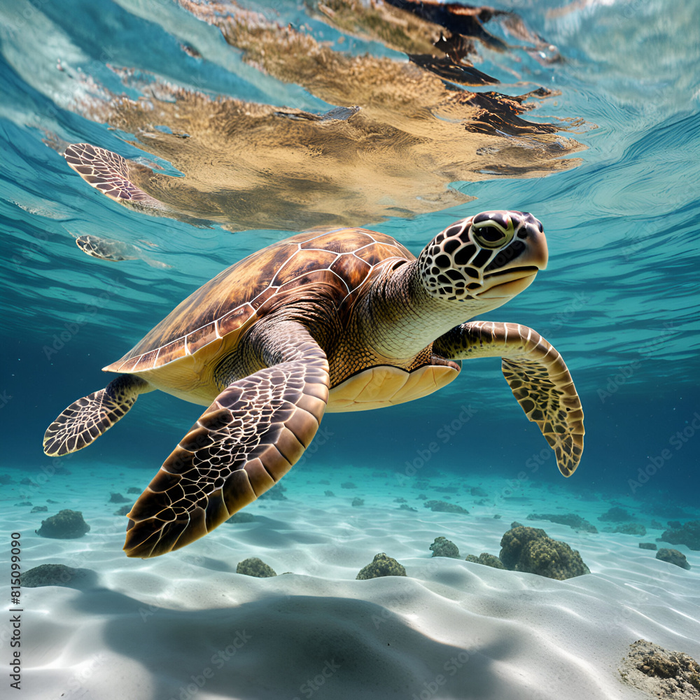 Fototapeta premium Graceful Guardians of the Reef Green Sea Turtles