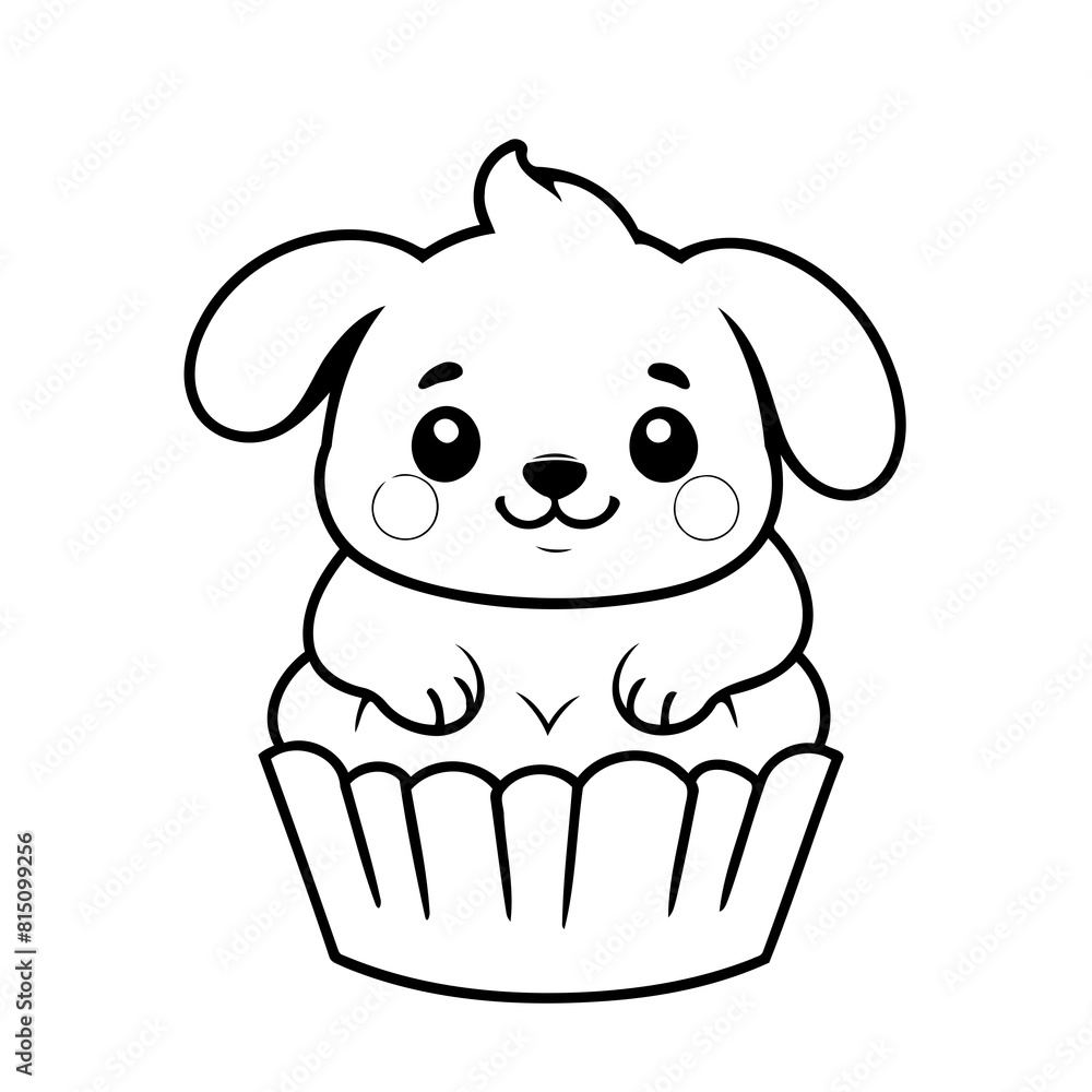 Simple vector illustration of Puppy hand drawn for kids coloring page