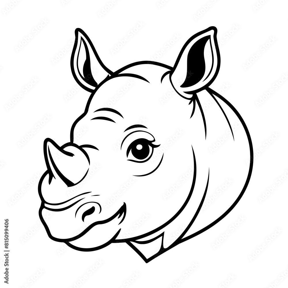 Obraz premium Vector illustration of a cute Rhino doodle for children worksheet