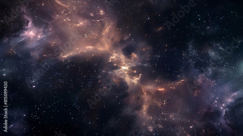 Interstellar space, stars, nebula and galaxy