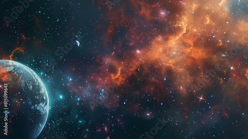 The image is showing a beautiful space scene with a planet.