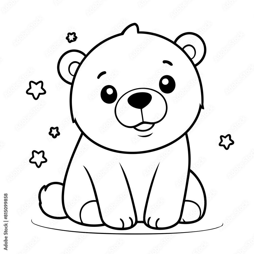 Cute vector illustration polarbear colouring page for kids Cute vector illustration polarbear colouring page for kids