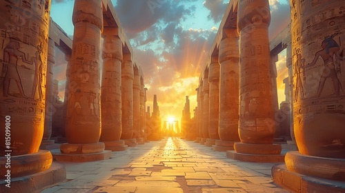 Dramatic Lighting at Karnak Temple Complex A Glimpse into Ancient Egypts Cultural Heritage photo