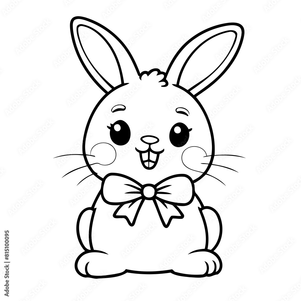 Fototapeta premium Vector illustration of a cute Bunny doodle for toddlers coloring activity