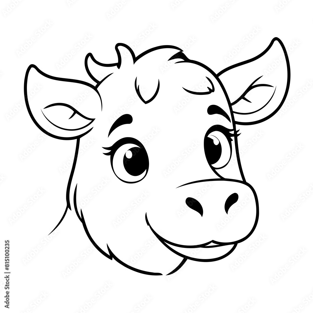 Cute vector illustration Cattle doodle for toddlers colouring page Cute vector illustration Cattle doodle for toddlers colouring page