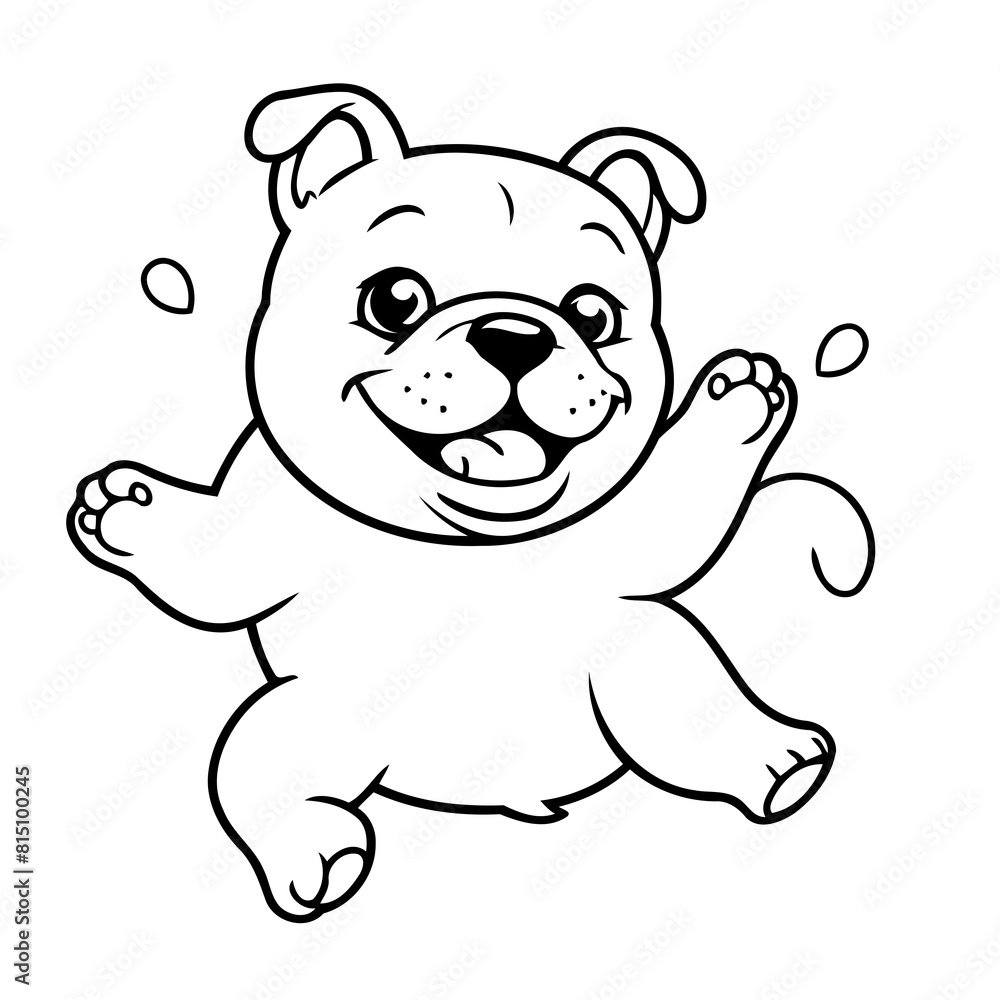 Fototapeta premium Cute vector illustration Bulldog drawing for toddlers coloring activity