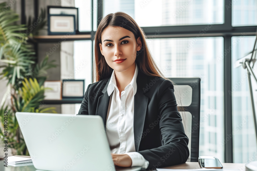 Portrait of a beautiful business woman in the office Portrait of a beautiful business woman in the office