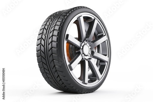 A single car tire isolated on a white background. Perfect for automotive industry websites © Fotograf