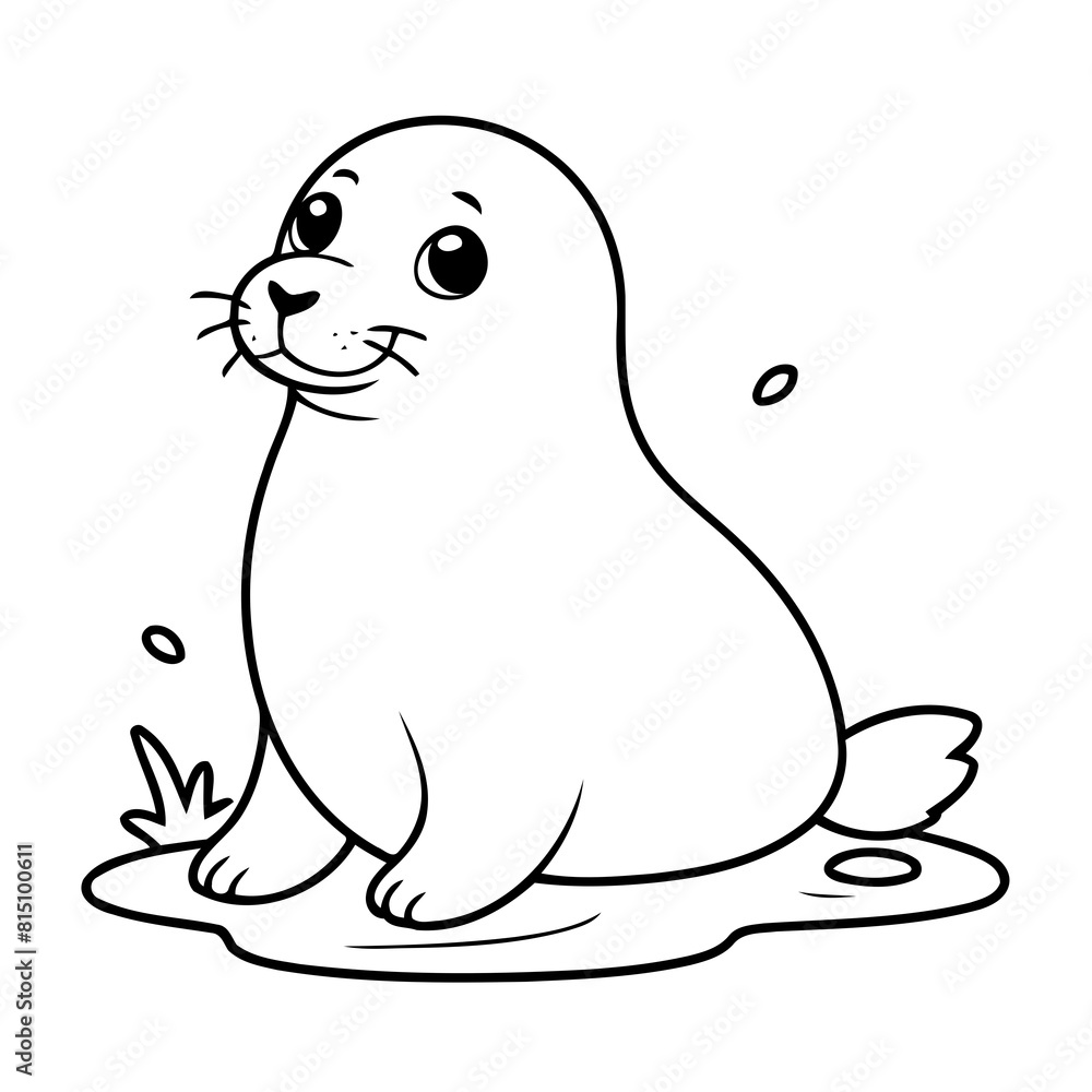 Vector illustration of a cute Seal doodle for kids coloring worksheet Vector illustration of a cute Seal doodle for kids coloring worksheet