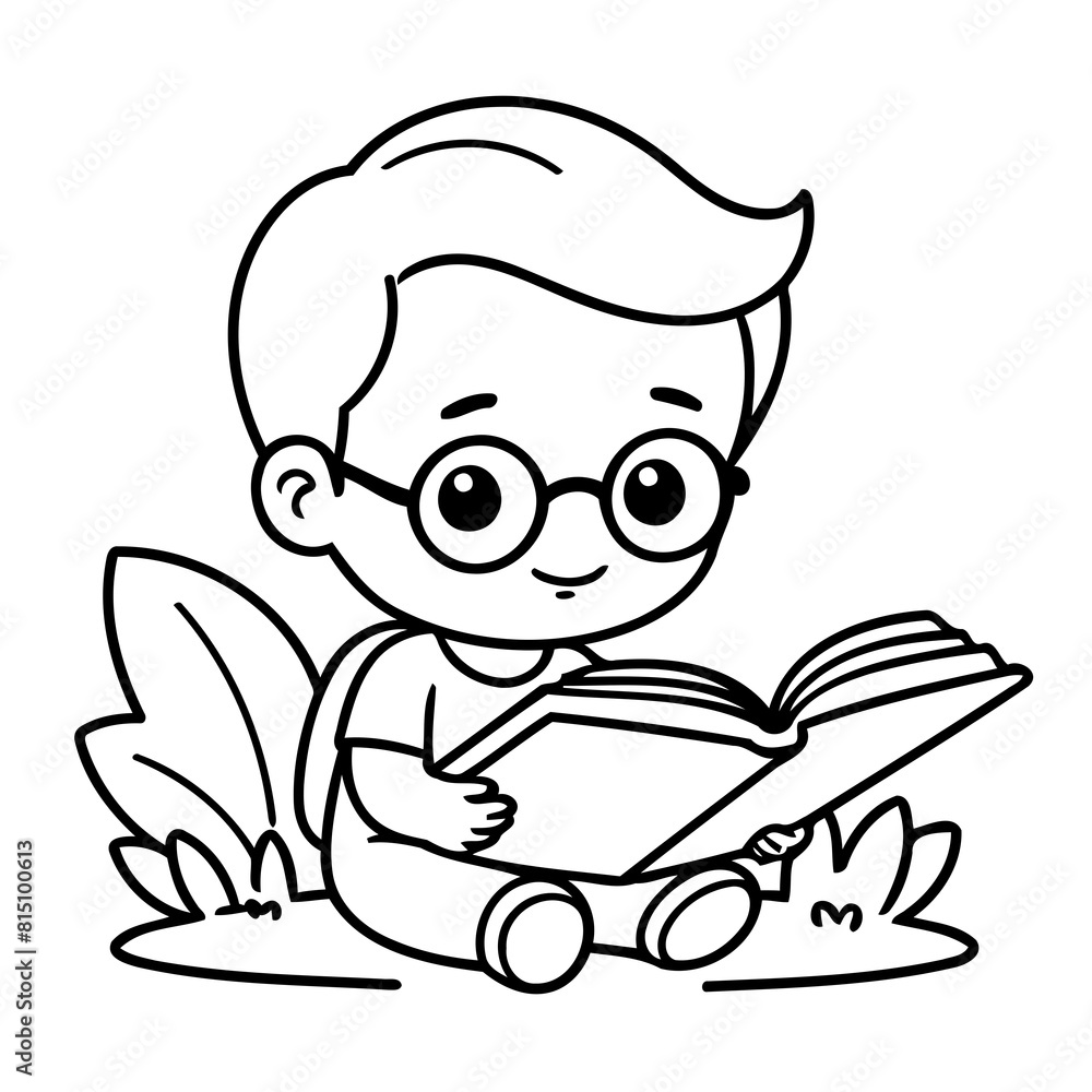 Vector illustration of a cute Boy drawing for toddlers book