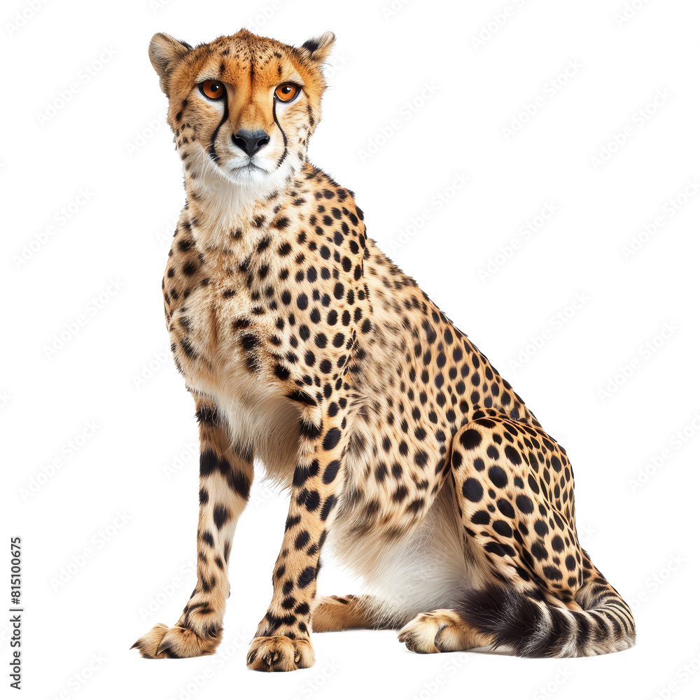 A cheetah sits calmly in front of a blank Png background, a Beaver Isolated on a whitePNG Background A cheetah sits calmly in front of a blank Png background, a Beaver Isolated on a whitePNG Background