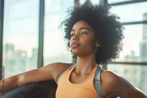 Portrait of a nice black girl in the gym