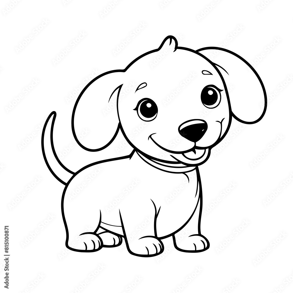Cute vector illustration Dachshund drawing for kids colouring activity Cute vector illustration Dachshund drawing for kids colouring activity