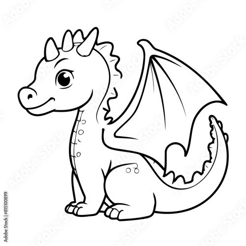 Simple vector illustration of Dragon for children colouring activity © meastudios