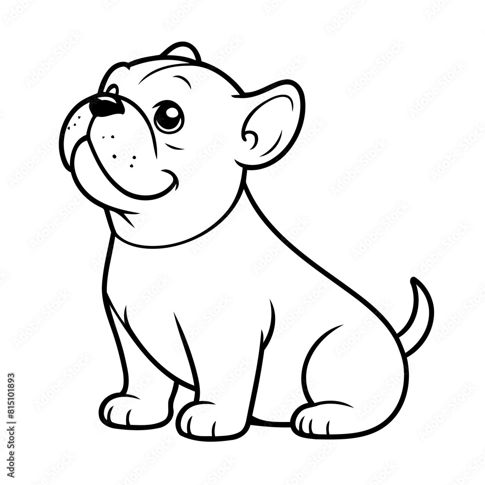 Simple vector illustration of Bulldog drawing for kids page Simple vector illustration of Bulldog drawing for kids page