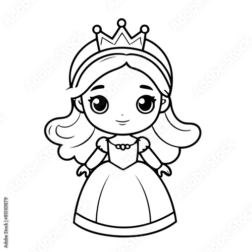 Vector illustration of a cute Princess drawing for toddlers book