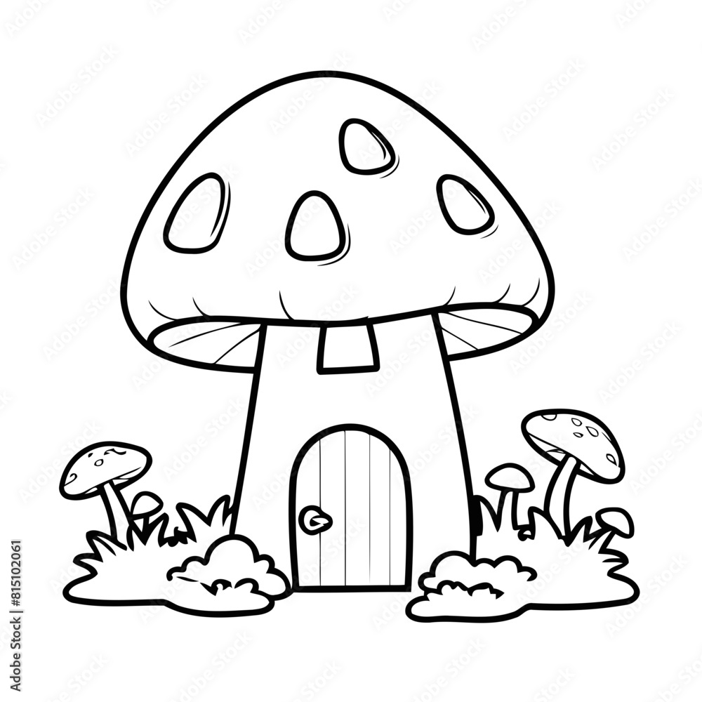 Simple vector illustration of mushroom drawing for children page Simple vector illustration of mushroom drawing for children page