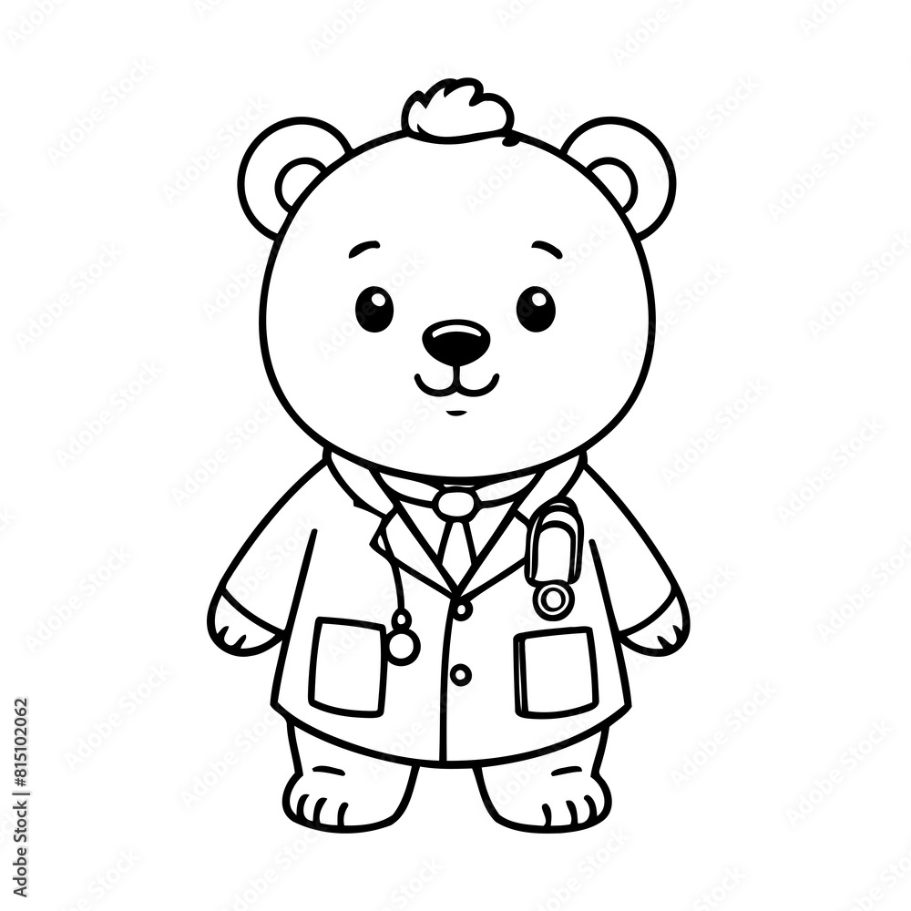 Simple vector illustration of Bear drawing for kids page Simple vector illustration of Bear drawing for kids page