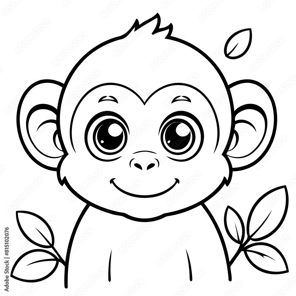 Cute vector illustration Monkey for kids colouring page Cute vector illustration Monkey for kids colouring page