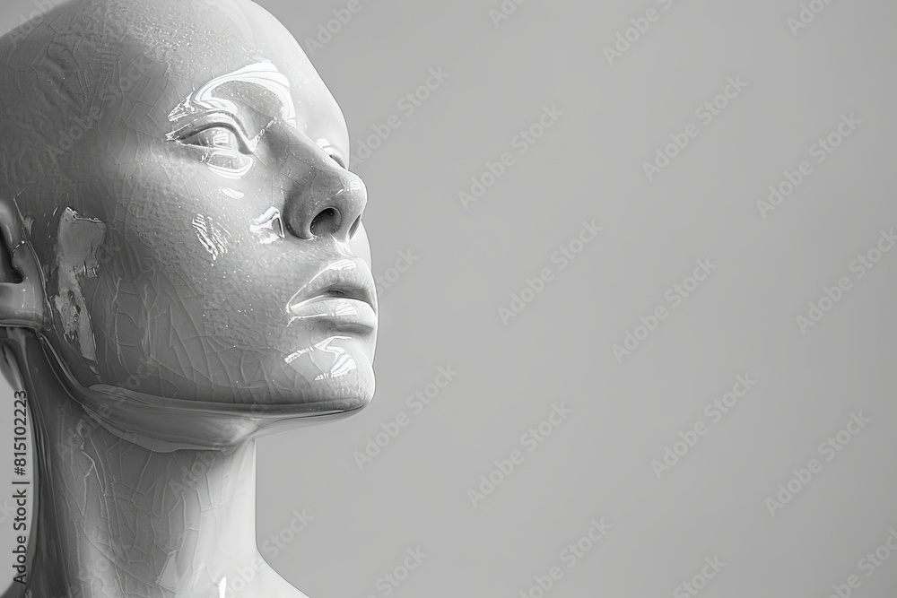 Futuristic Ceramic Mannequin Head Close Up Reflecting Modern Art Futuristic Ceramic Mannequin Head Close Up Reflecting Modern Art