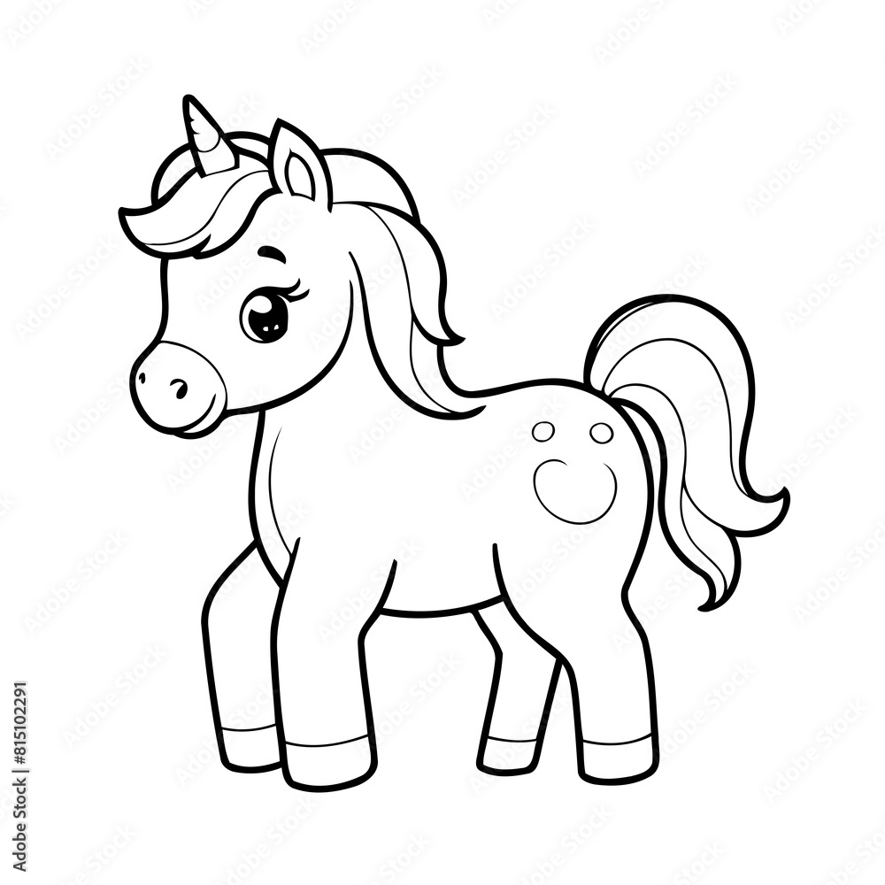 Vector illustration of a cute Horse doodle colouring activity for kids Vector illustration of a cute Horse doodle colouring activity for kids
