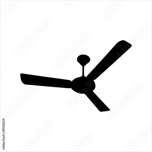 Ceiling fan silhouette isolated on white background. Ceiling fan icon vector illustration.