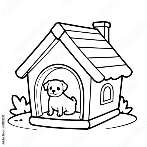 Cute vector illustration DogHouse doodle for toddlers coloring activity