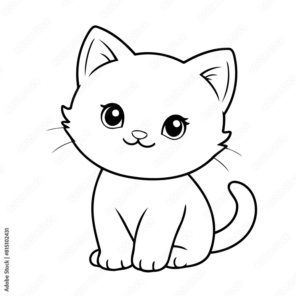 Cute vector illustration kitten drawing for kids page Cute vector illustration kitten drawing for kids page