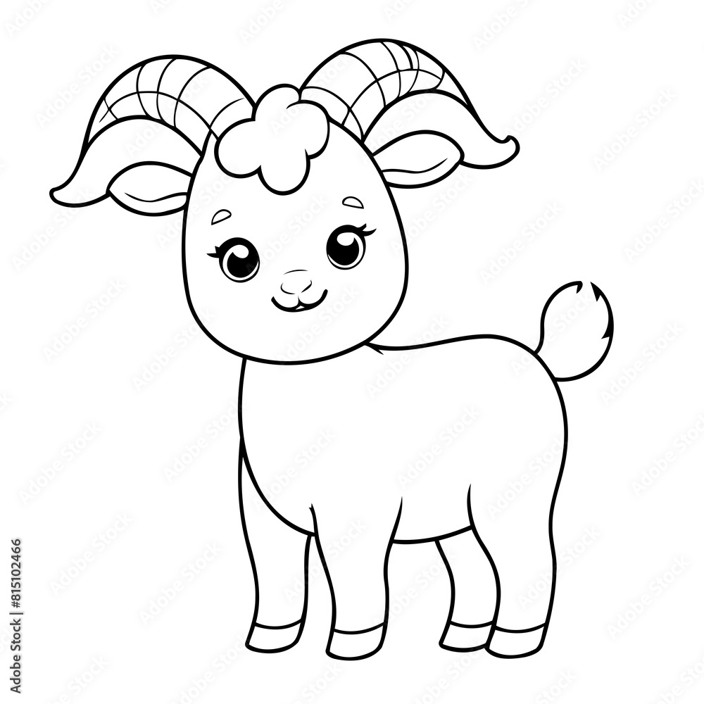 Cute vector illustration Goat doodle for kids colouring page Cute vector illustration Goat doodle for kids colouring page