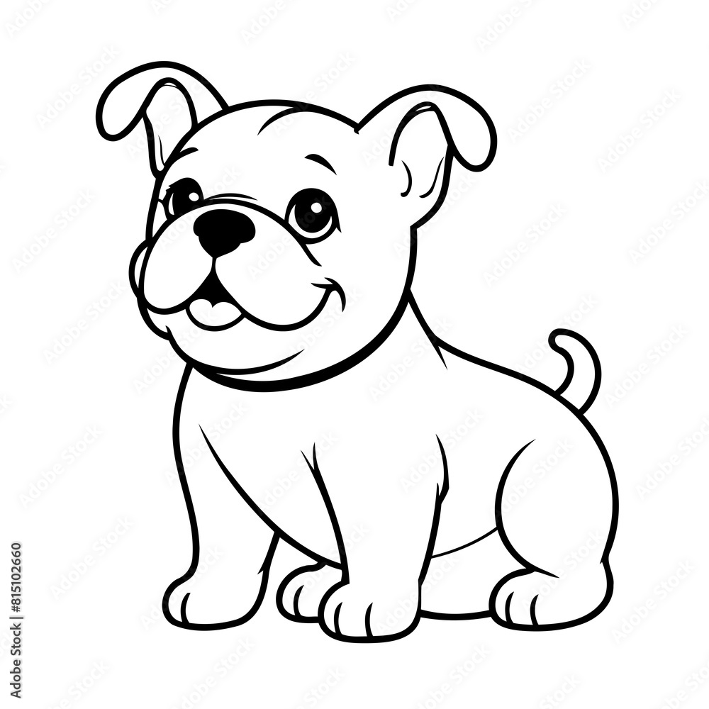 Fototapeta premium Cute vector illustration Bulldog hand drawn for kids coloring page