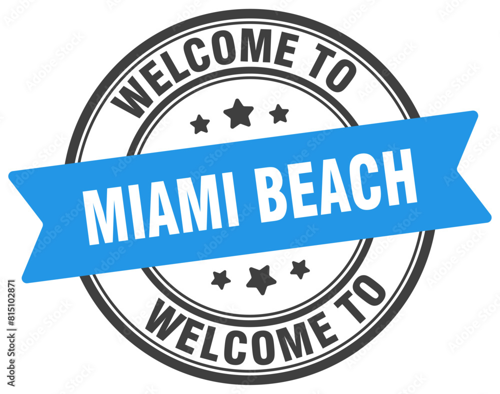 Welcome to Miami Beach stamp. Miami Beach round sign