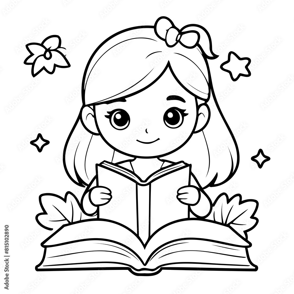 Vector illustration of a cute Girl drawing for toddlers coloring activity Vector illustration of a cute Girl drawing for toddlers coloring activity