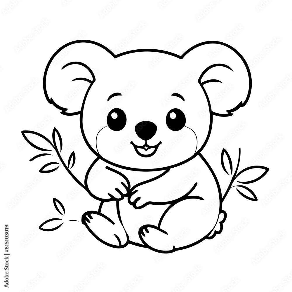 Simple vector illustration of Koala outline for colouring page Simple vector illustration of Koala outline for colouring page
