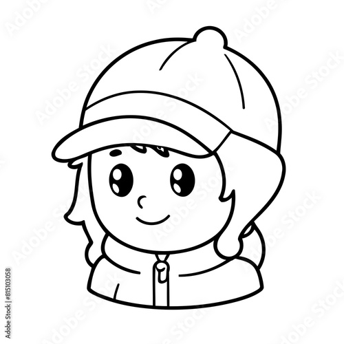 Simple vector illustration of WinterCap for children colouring activity photo