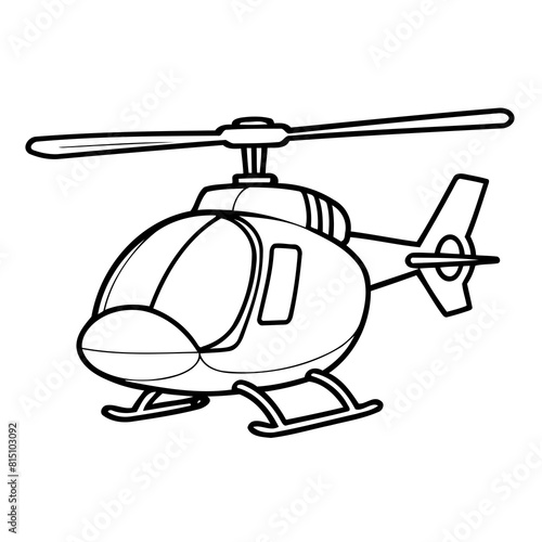 Vector illustration of a cute helicopter drawing for colouring page