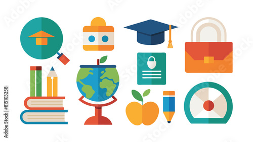 Education and Knowledge Learning Flat Design Icon Set