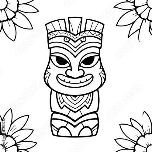 Cute vector illustration Tikiidol drawing for colouring page photo