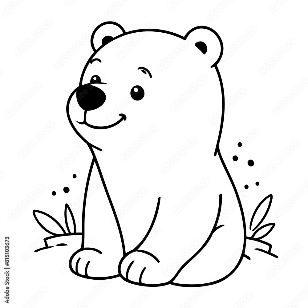 Cute vector illustration Polarbear for kids colouring worksheet Cute vector illustration Polarbear for kids colouring worksheet