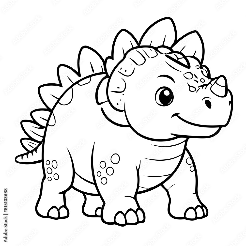 Fototapeta premium Simple vector illustration of Ankylosaurus for kids coloring page