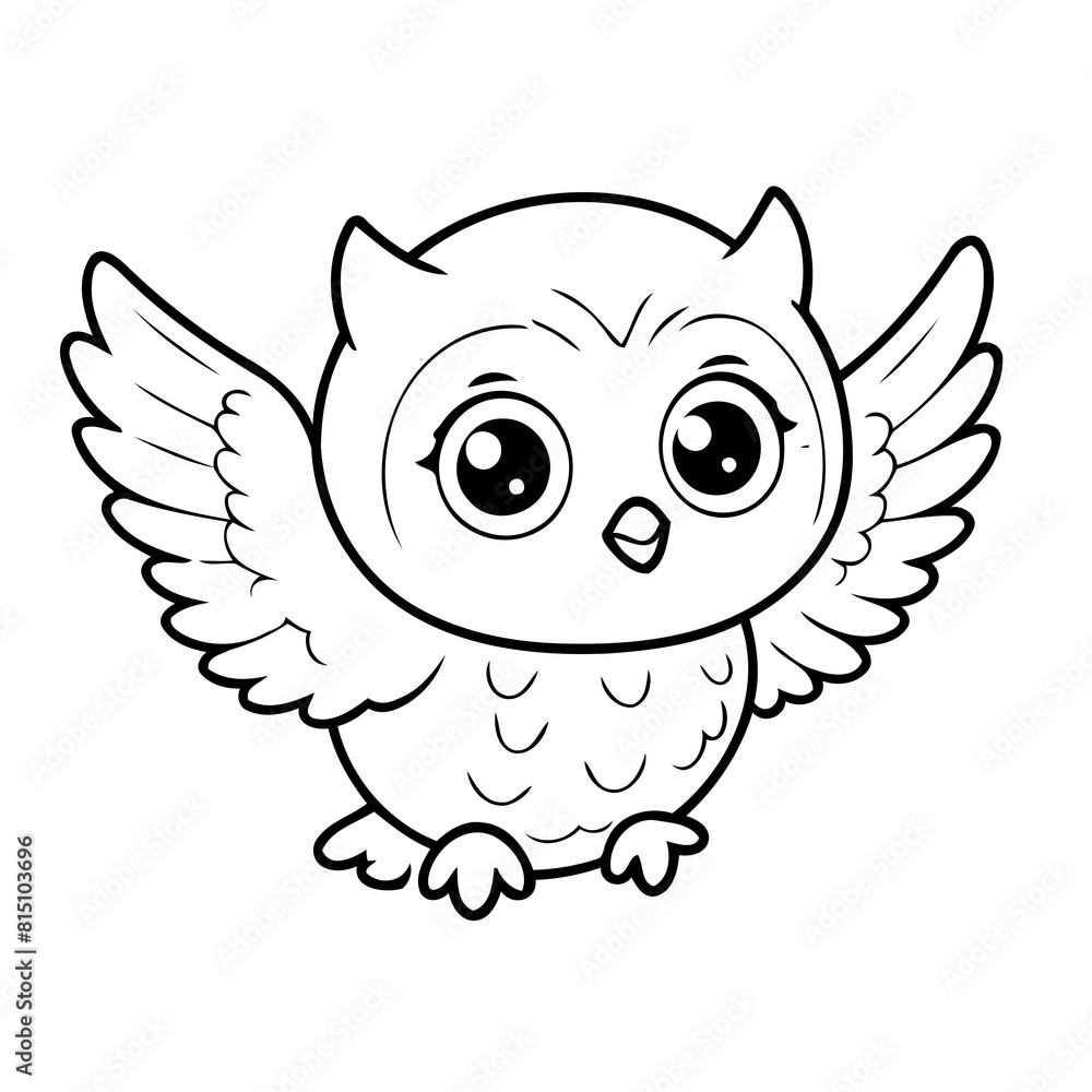 Fototapeta premium Vector illustration of a cute Owl drawing for colouring page