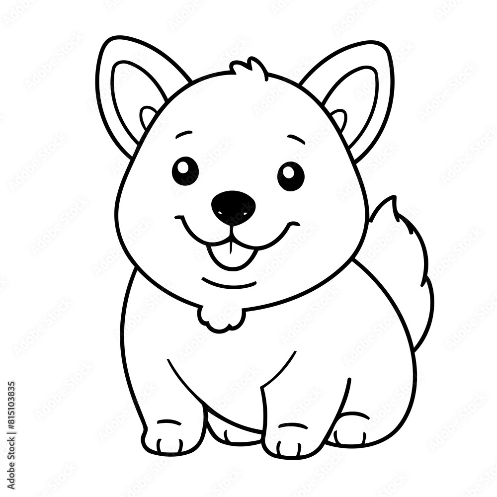 Fototapeta premium Cute vector illustration WelshCorgi doodle for kids colouring page