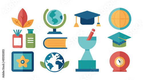 Collection of Flat Design Icons for Education, Science, and Learning – Knowledge, Achievement, and Study Symbols