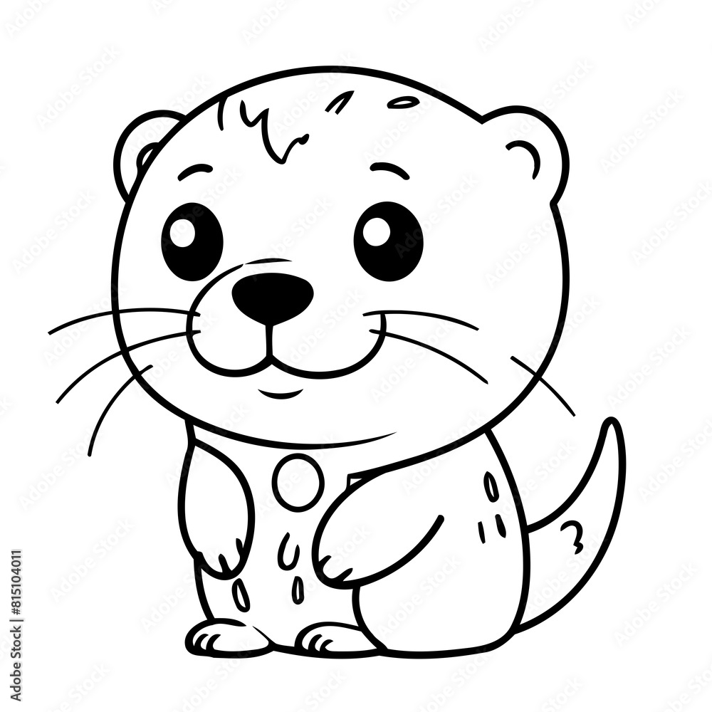 Cute vector illustration Otter drawing for children page Cute vector illustration Otter drawing for children page