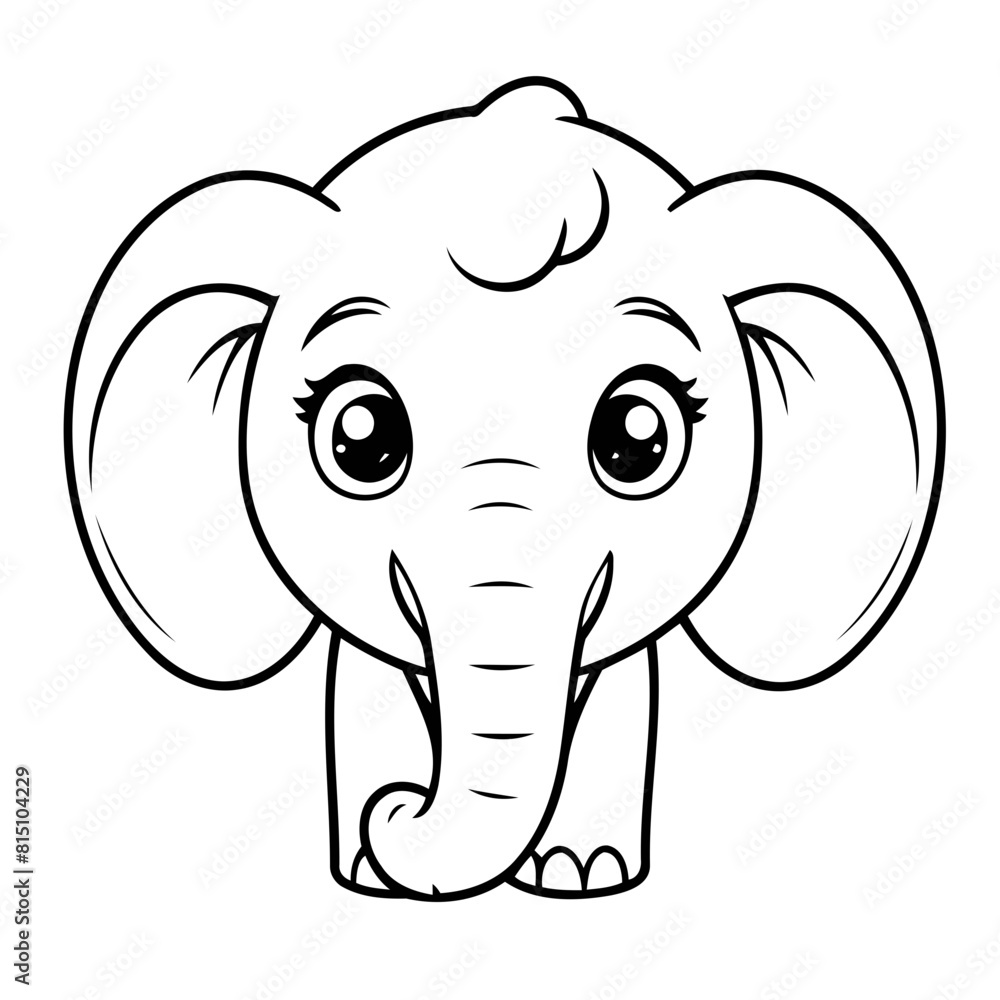 Naklejka premium Simple vector illustration of Elephant for children colouring activity