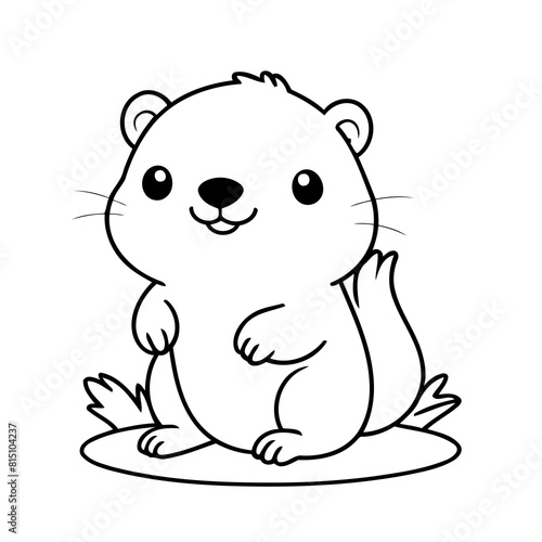 Simple vector illustration of beaver for kids colouring worksheet