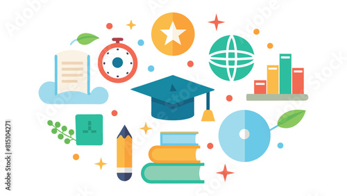 Education and Learning Concept Illustration with Academic and Digital Icons