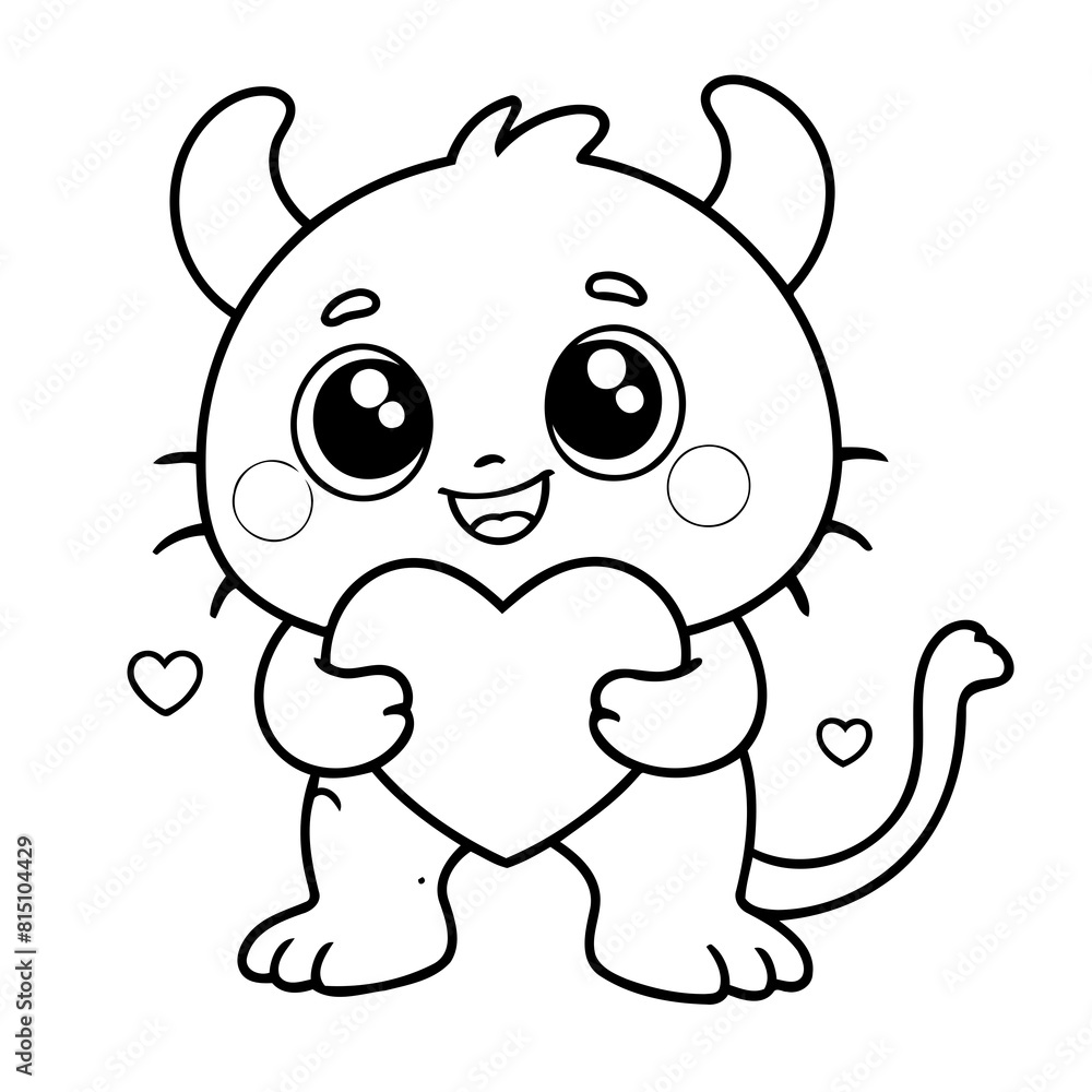 Cute vector illustration Monster drawing for kids colouring activity Cute vector illustration Monster drawing for kids colouring activity